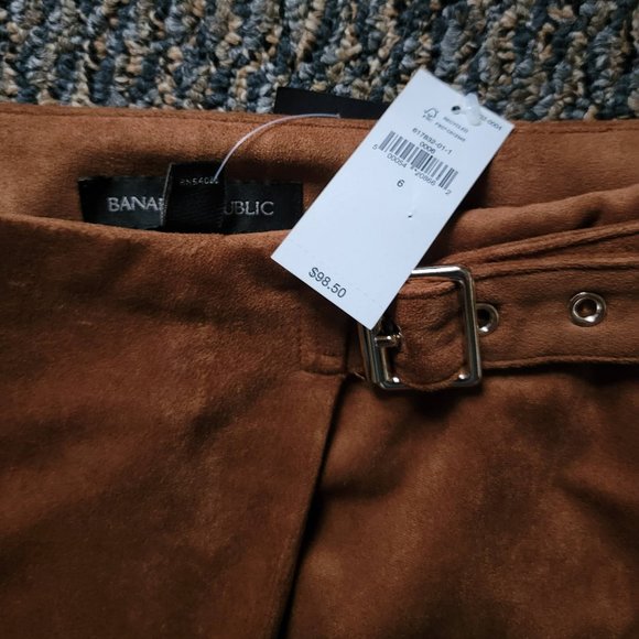 NWT Super Soft Banana Republic Brown Micro Suede Skirt Size 6 - Picture 3 of 9
